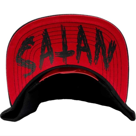 Black w/Red Baphomet Goat Head Satan Baseball Hat Snapback Cap NWT - Picture 2 of 4